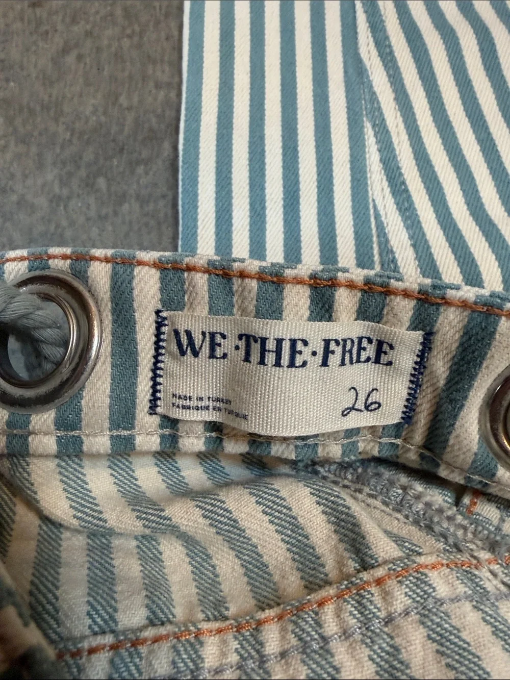 Free People We The Free Moxie Railroad-Stripe Patchwork Barrel Jean